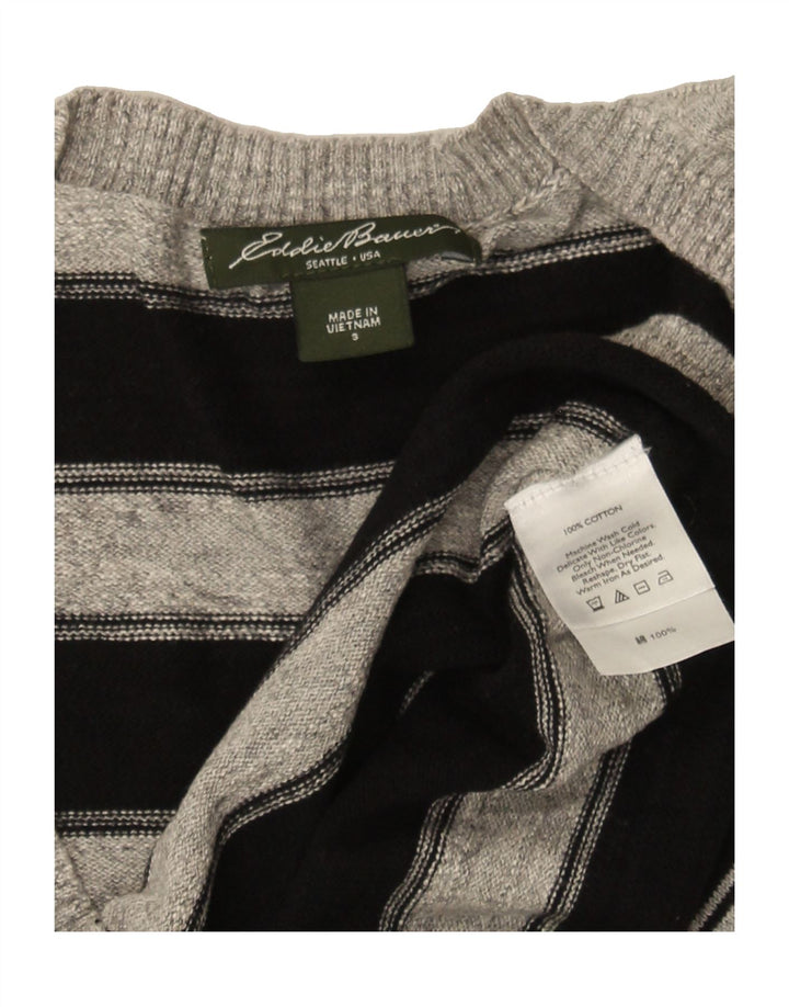 EDDIE BAUER Womens Seattle Cardigan Sweater UK 10 Small Grey Striped Vintage Eddie Bauer and Second-Hand Eddie Bauer from Messina Hembry 