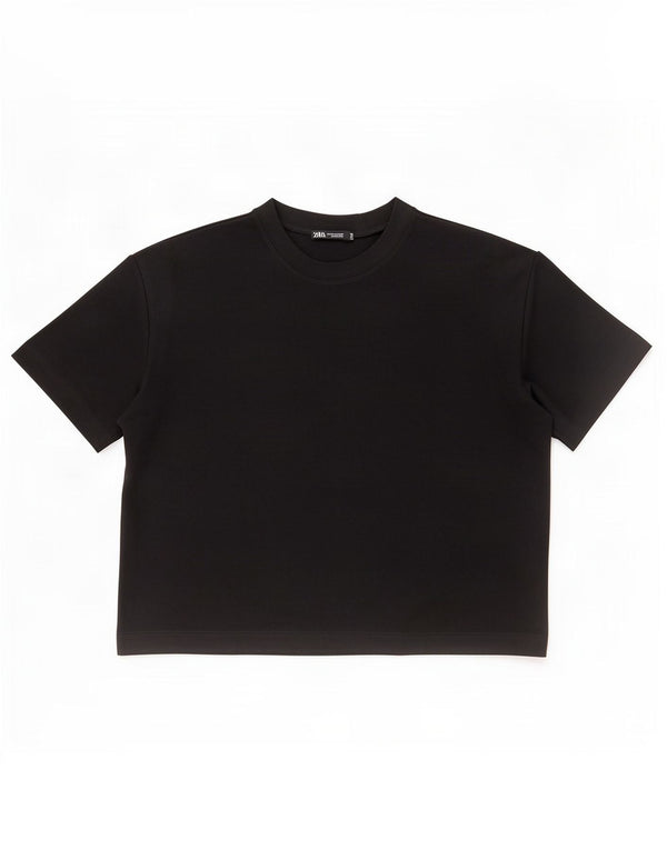 Женская футболка свободного кроя Zara Top UK 14, средний черный хлопок