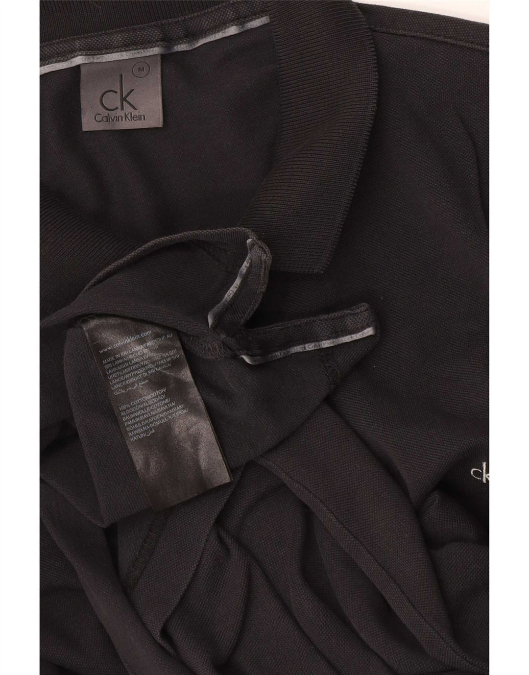 Мужская рубашка-поло CALVIN KLEIN, хлопковая, среднего размера, черная