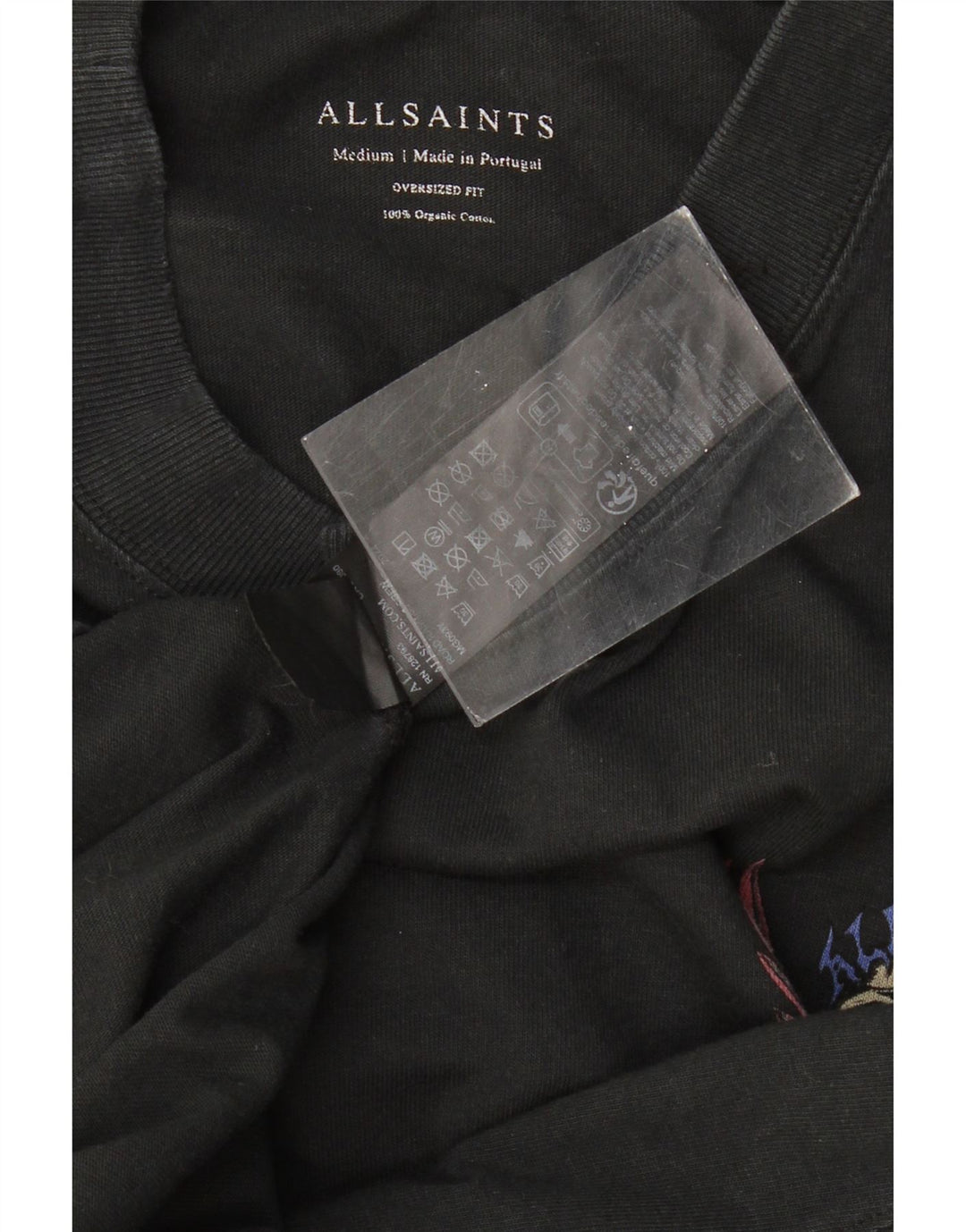 Мужская футболка оверсайз с рисунком ALL SAINTS, средний черный хлопковый топ