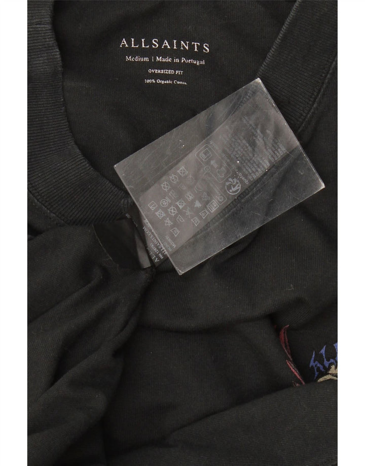 Мужская футболка оверсайз с рисунком ALL SAINTS, средний черный хлопковый топ