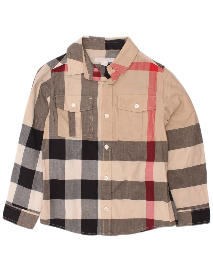 Рубашка Burberry для мальчиков 5–6 лет, хлопковая разноцветная клетка