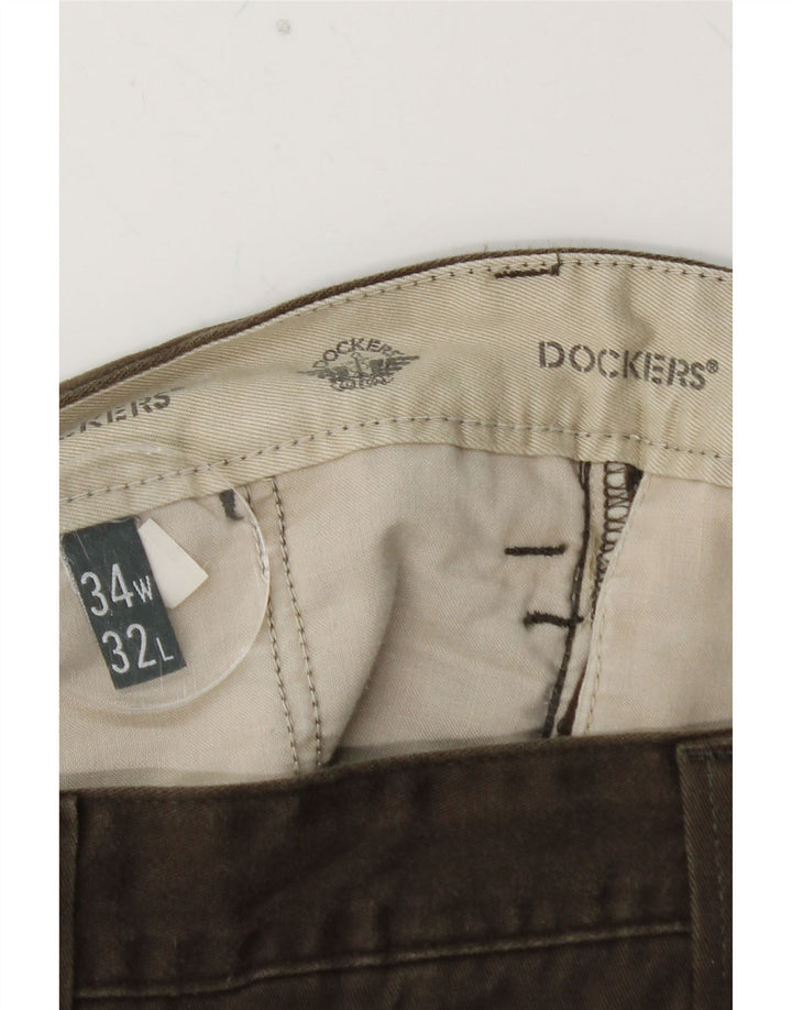 Мужские прямые брюки-чиносы DOCKERS W34 L32, коричневые, хлопковые