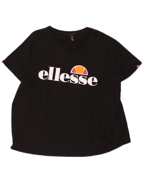 Женская футболка с рисунком Ellesse Top UK 26 5XL, черный хлопок