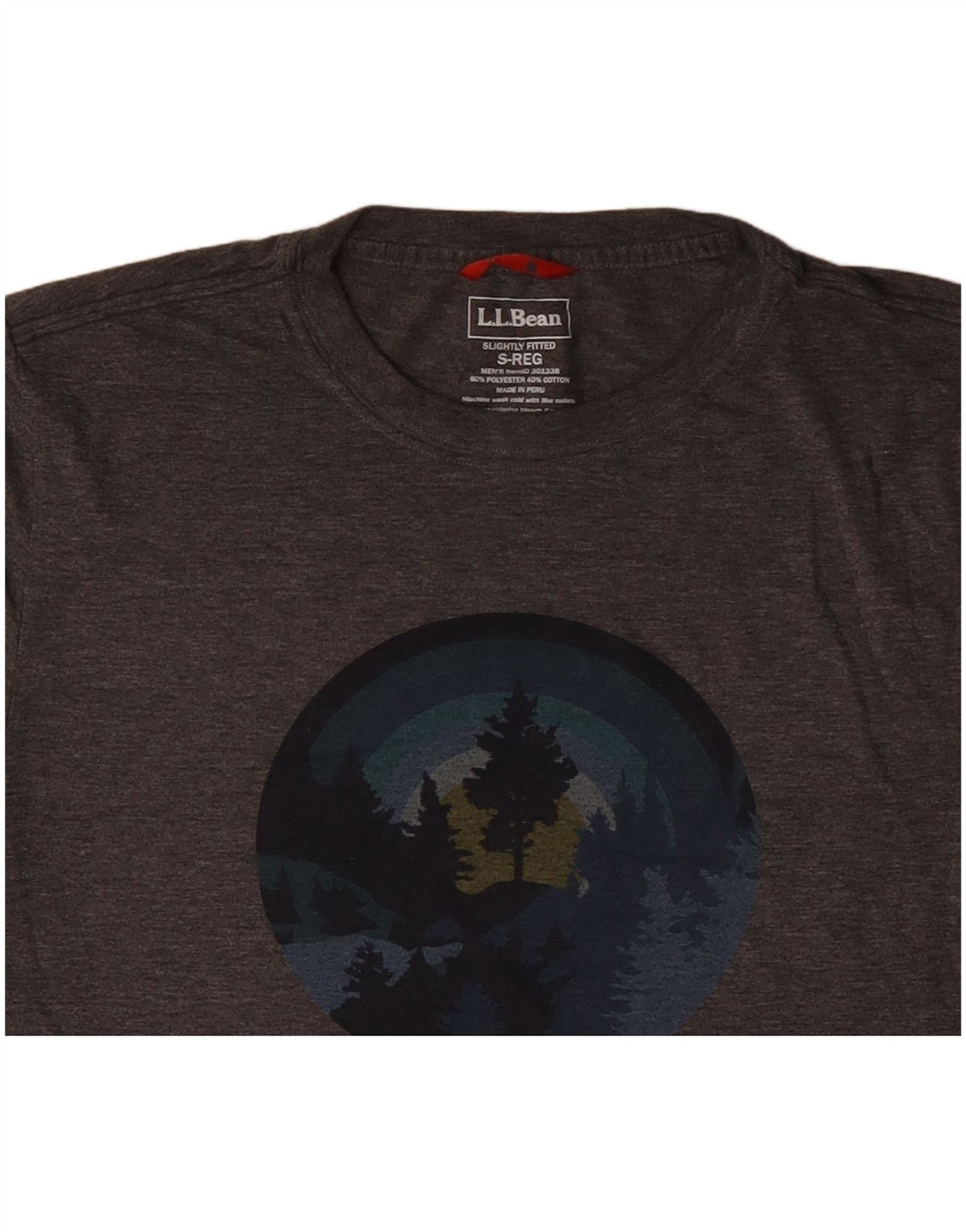 Мужская слегка приталенная футболка с рисунком L.L.BEAN, маленький серый в крапинку