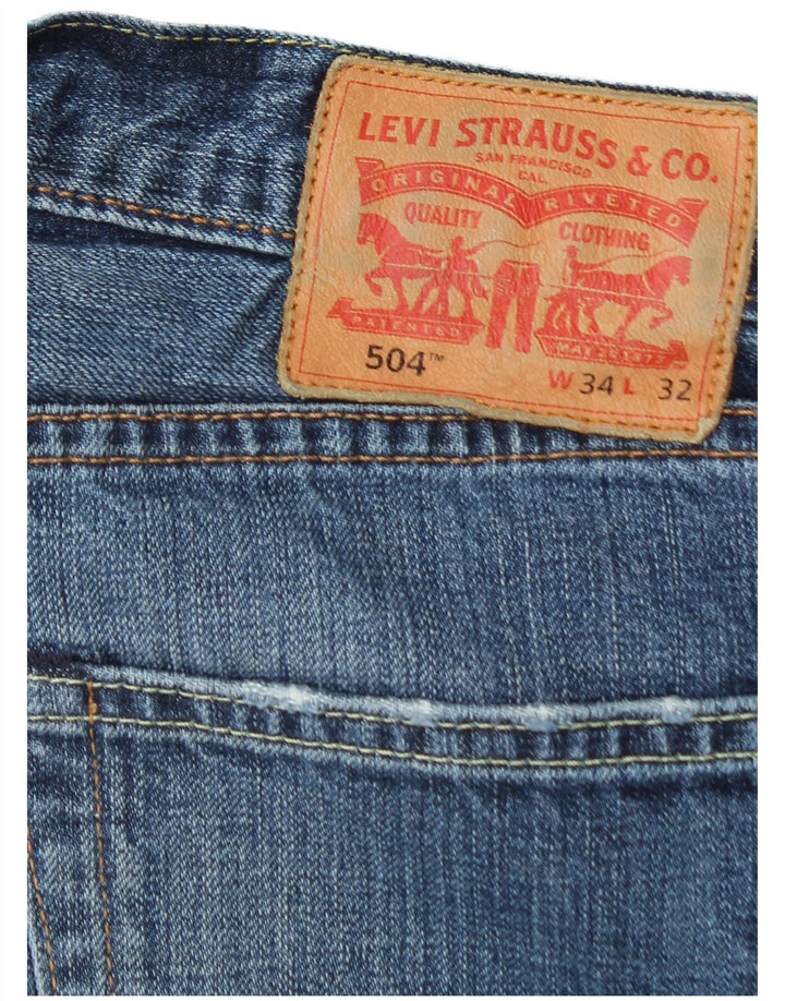 Мужские прямые джинсы Levi's 504 W34 L32 синие, хлопок