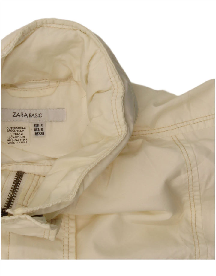 Женская универсальная куртка с капюшоном Zara UK 10, маленький размер, белый нейлон