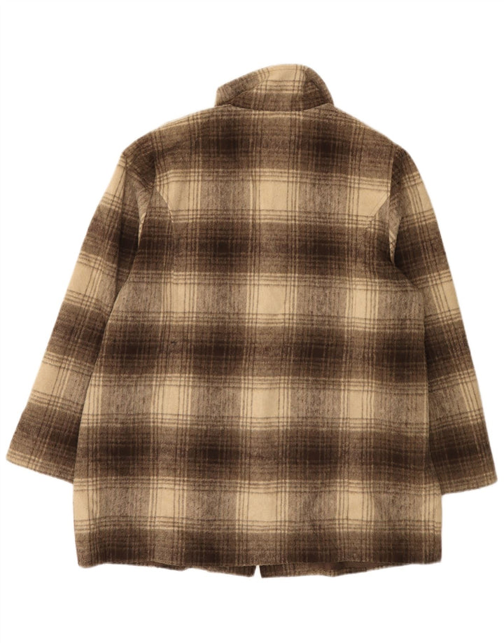 Женское пальто Marks & Spencer UK 18 XL, коричневое акрил в клетку
