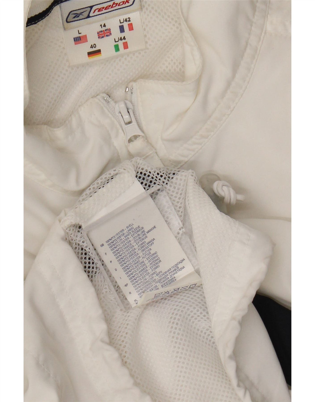 Женский спортивный костюм Reebok UK 14, большой белый полиэстер с цветными блоками