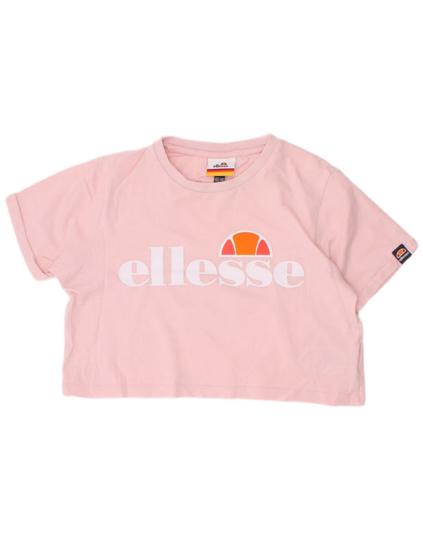 Укороченная футболка с рисунком Ellesse для девочек, 10–11 лет, розовый хлопок