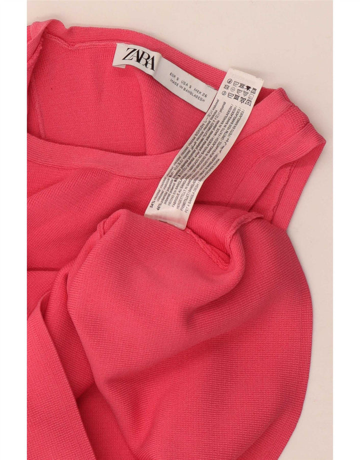 Женский укороченный жилет Zara UK 8, маленький розовый, вискоза