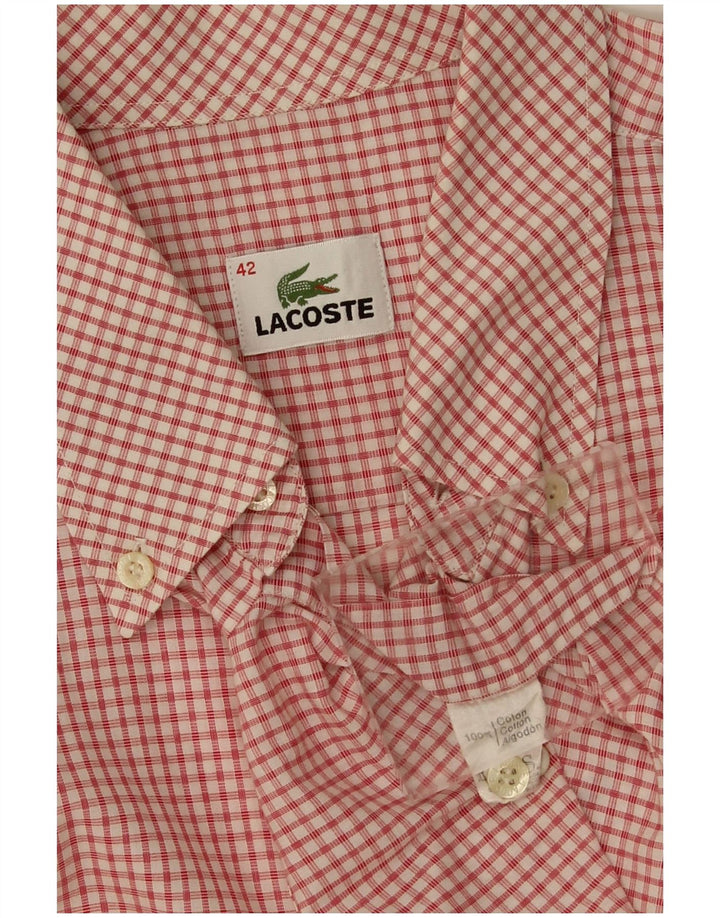 Мужская рубашка с коротким рукавом Lacoste, размер 42, большая красная клетка, хлопок