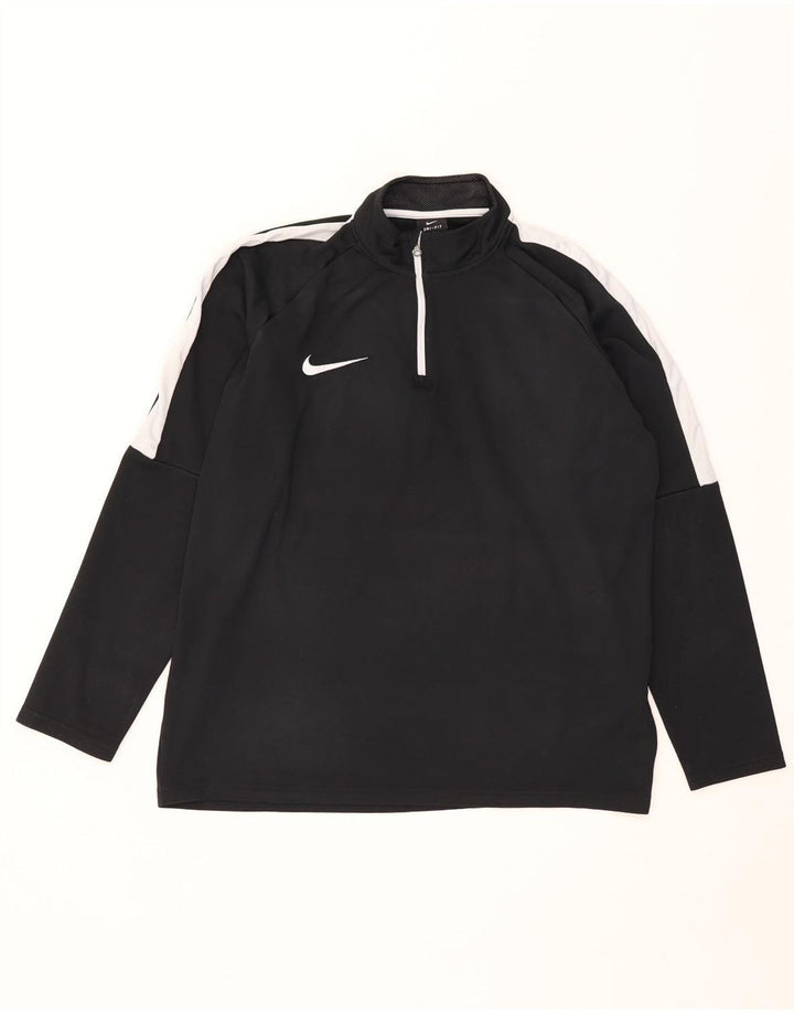 Мужской топ Nike Dri Fit с воротником на молнии и длинными рукавами, большой черный, цветной блок