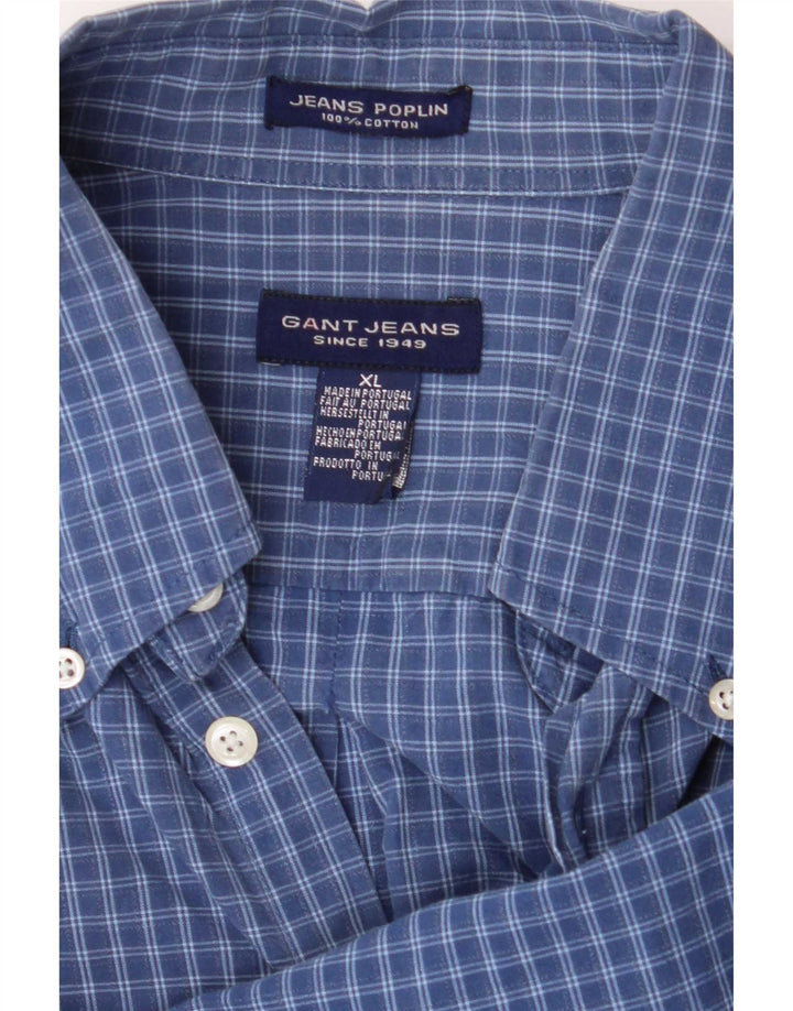 Мужская рубашка Gant XL, синяя клетка, хлопок