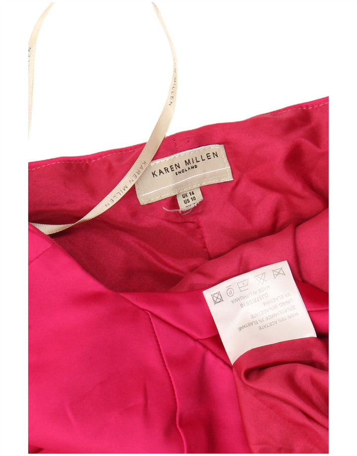 Женское облегающее платье с лямкой на бретельках KAREN MILLEN, Великобритания, 14, большое розовое ацетатное платье