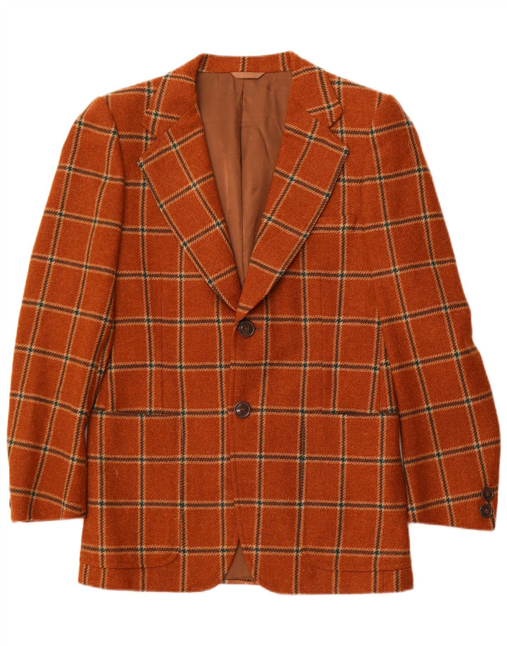 Мужской пиджак VINTAGE на 2 пуговицах IT 50, большая коричневая клетка в клетку