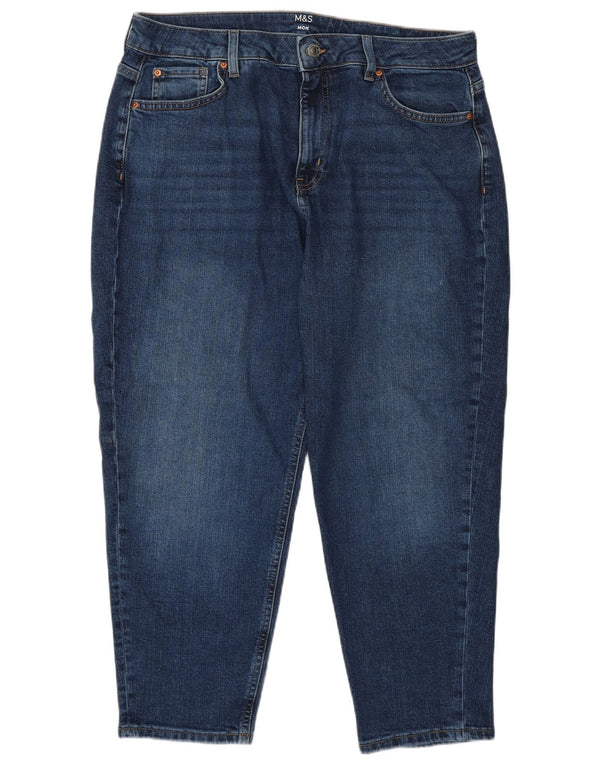Женские укороченные джинсы для мам Marks & Spencer, Великобритания 16, большие W36 L25, синие, хлопок