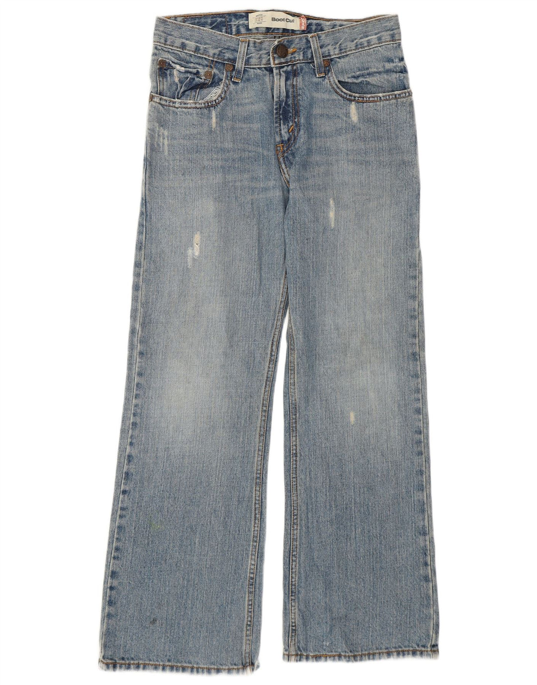 Женские джинсы Levi's 527 с потертостями Bootcut, размер 12, средние W28 L27, синие