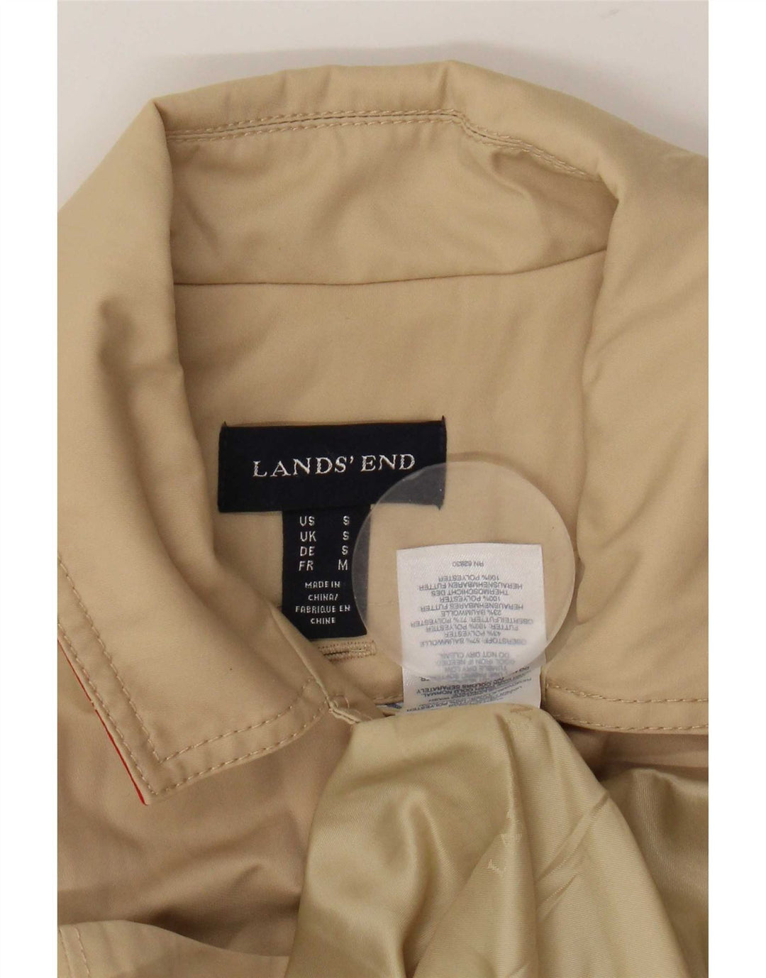 Женский тренч Lands End UK 10, маленький, бежевый, хлопок