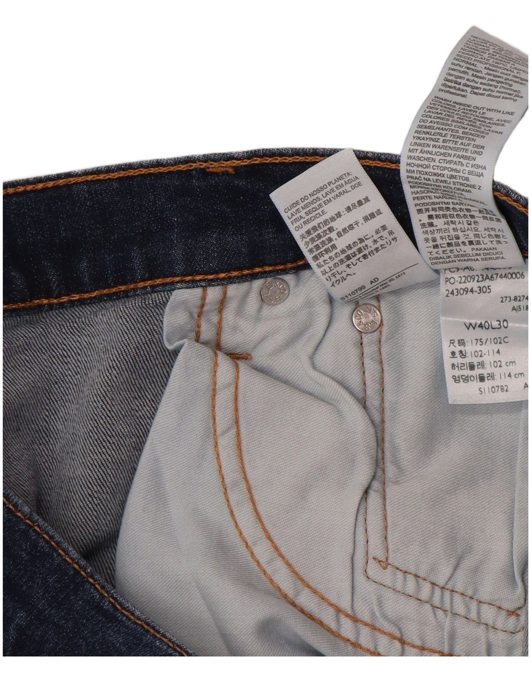 Мужские прямые джинсы LEVI'S 514 W40 L30 темно-синие, хлопок