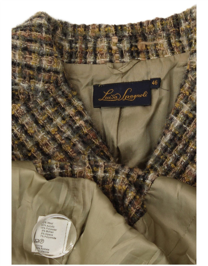 Женский пиджак Luisa Spagnoli на 3 пуговицах IT 46, большой цвет хаки, шерсть в клетку