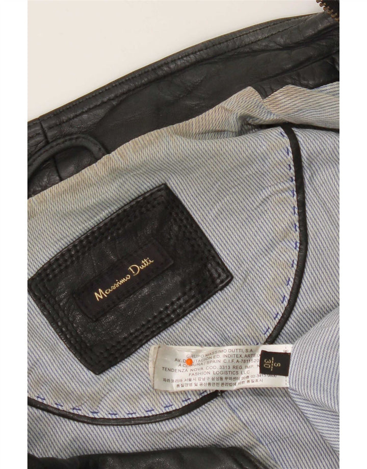Женская байкерская кожаная куртка Massimo Dutti UK 10, маленькая черная