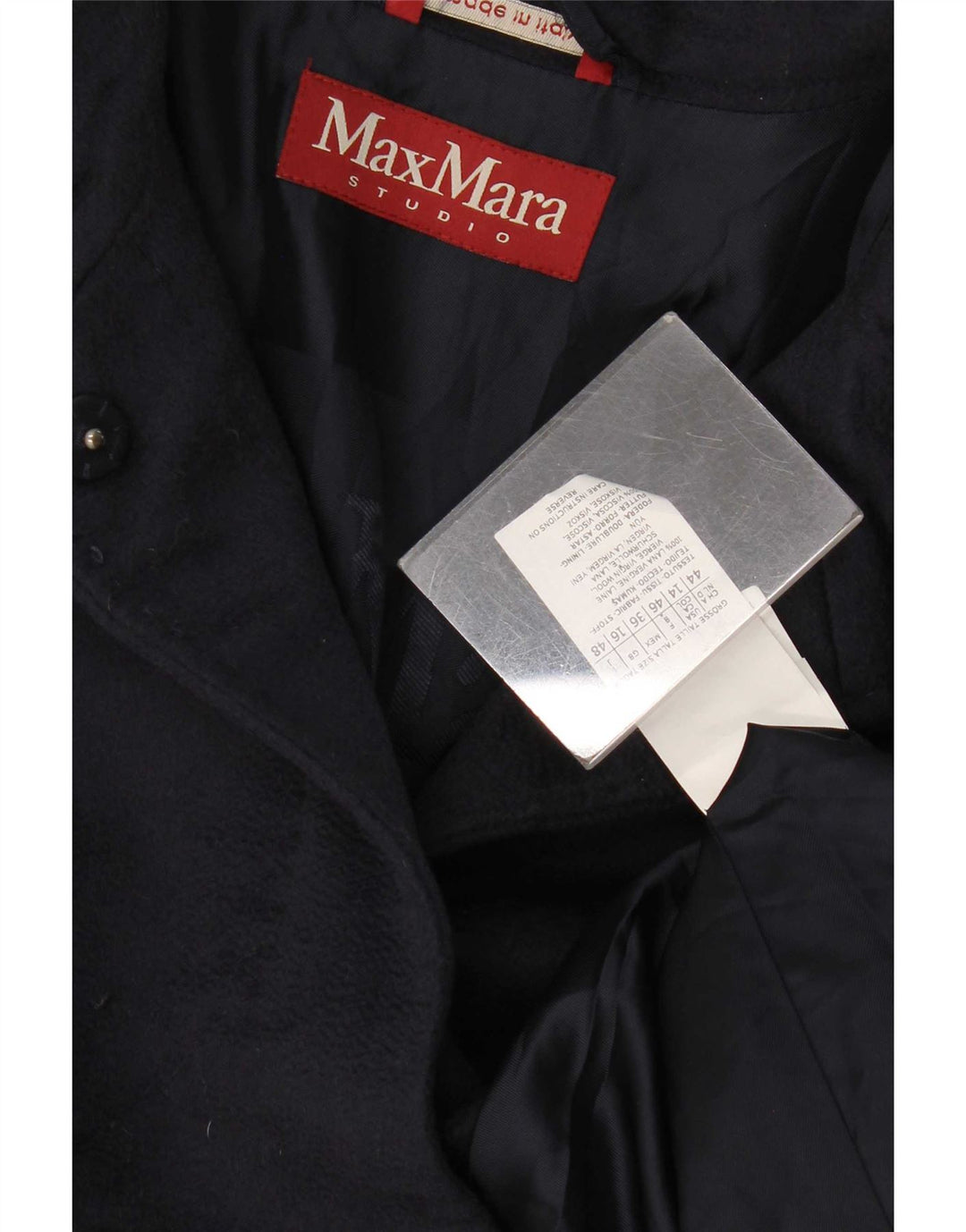 Женское пальто Max Mara UK 16, большое темно-синее из натуральной шерсти