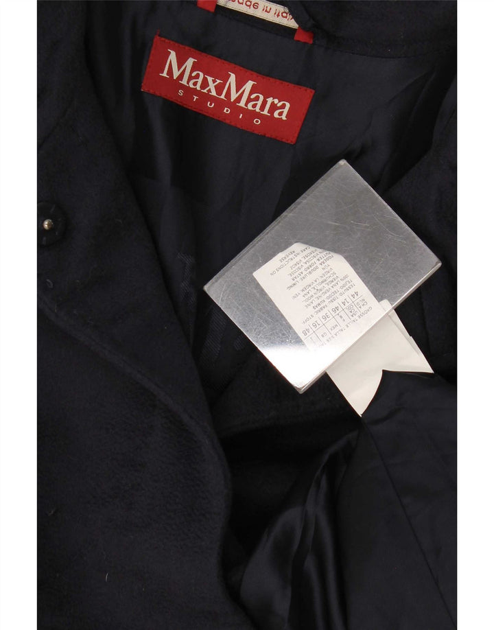 Женское пальто Max Mara UK 16, большое темно-синее из натуральной шерсти