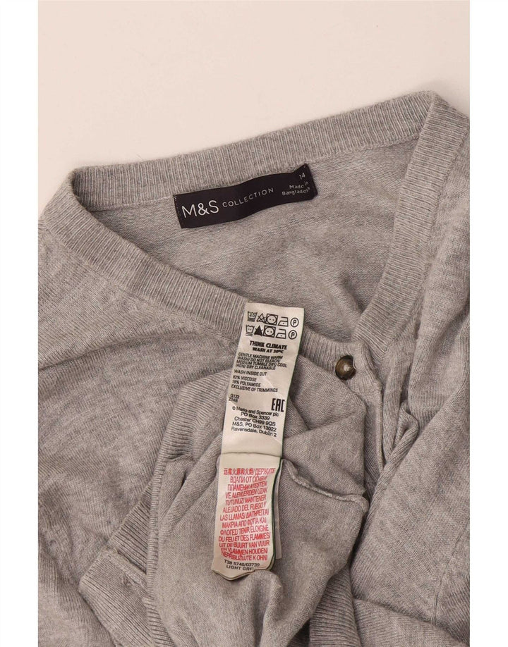 Женский укороченный кардиган Marks & Spencer UK 14, средний серый в крапинку