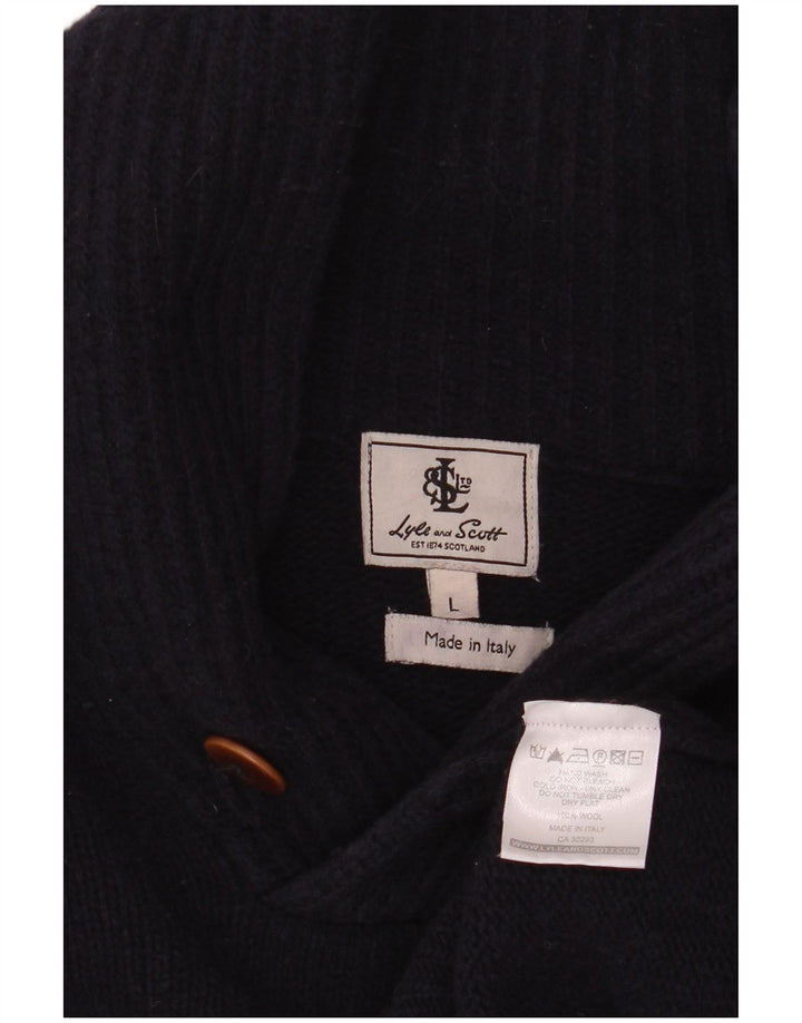Мужской джемпер с отложным воротником Lyle & Scott, большой темно-синий шерстяной свитер