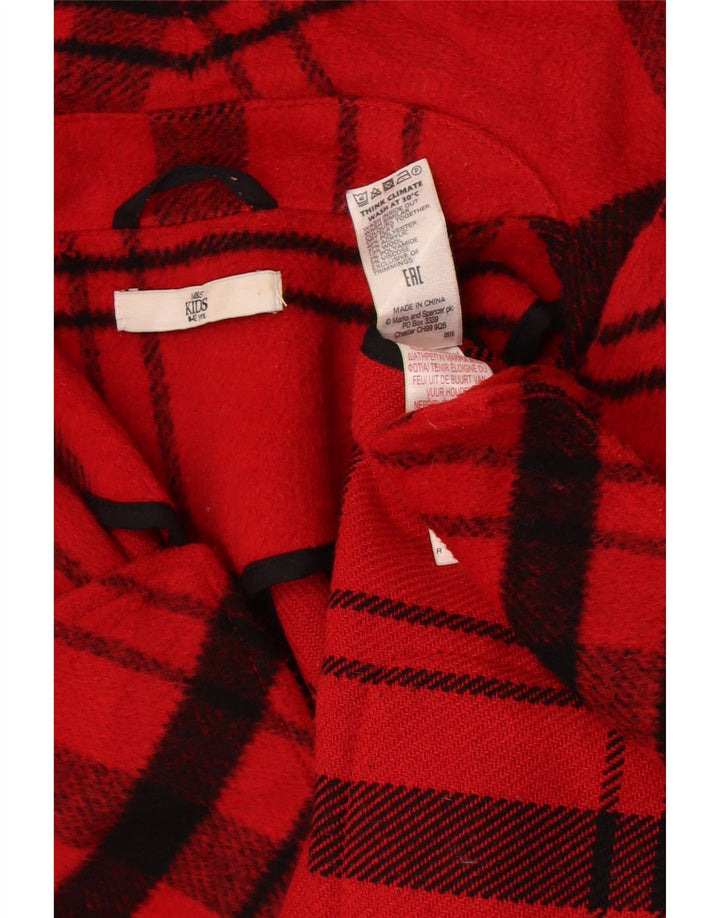 Пальто Marks & Spencer для девочек 11–12 лет, красное полиэстер в клетку