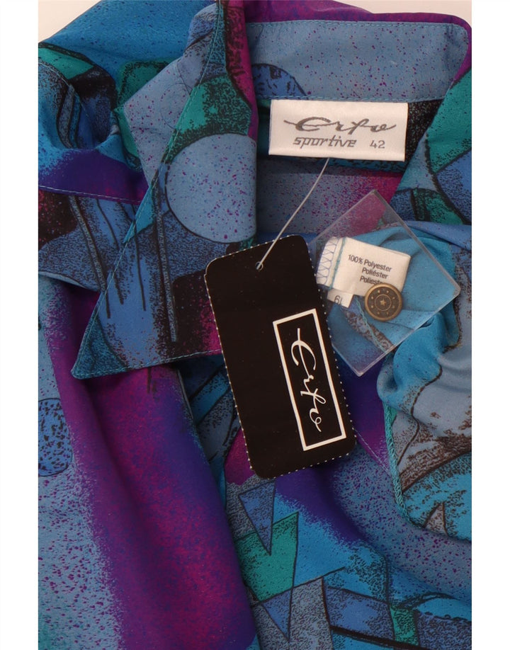 Женская рубашка с абстрактным узором ERTO EU 42, большая синяя, полиэстер с цветными блоками