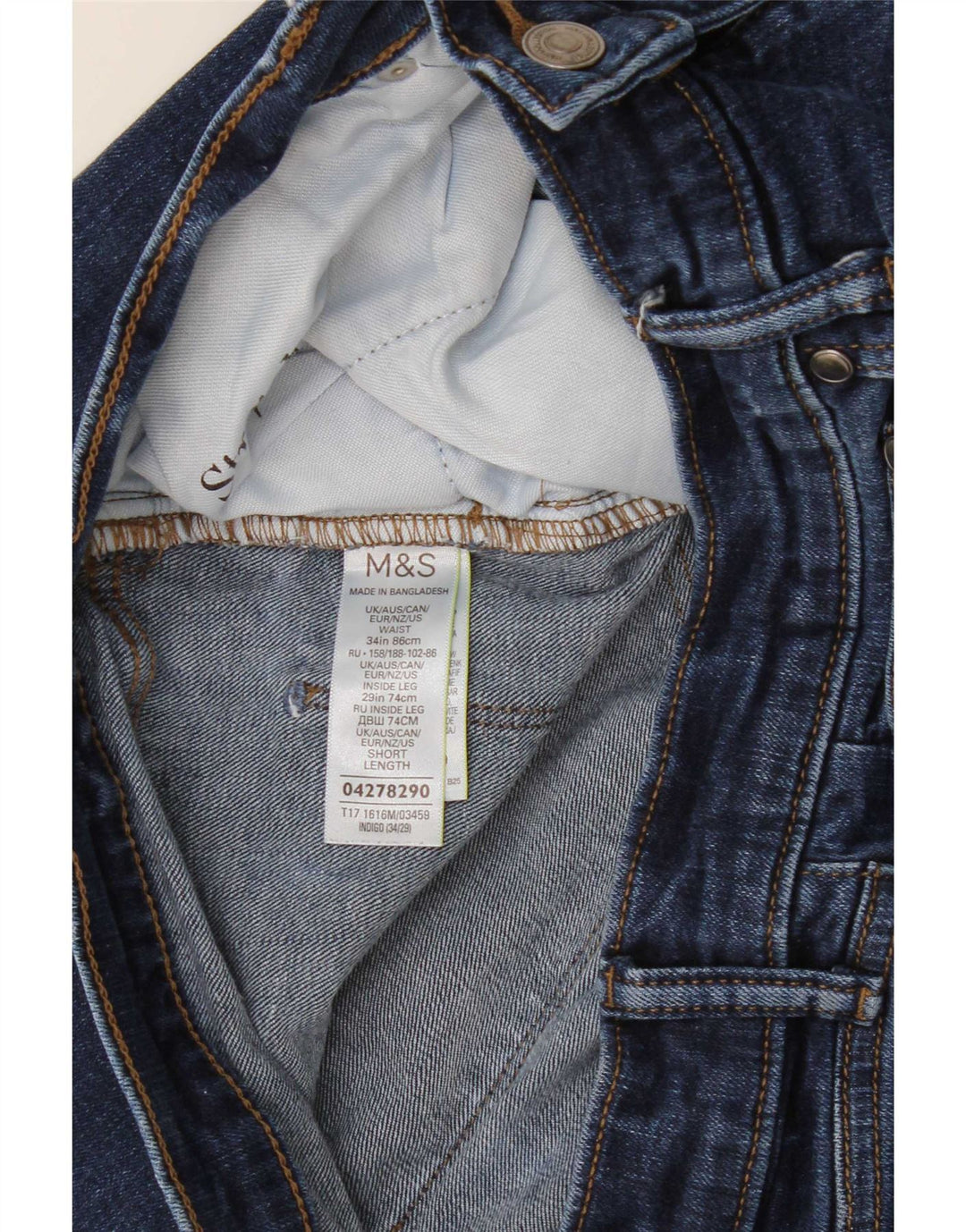 Мужские укороченные джинсы Marks & Spencer W34 L26 синие, хлопок