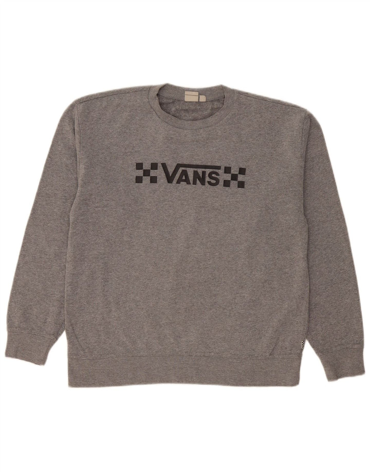 Мужской свитшот с рисунком Vans, хлопковый джемпер среднего серого цвета