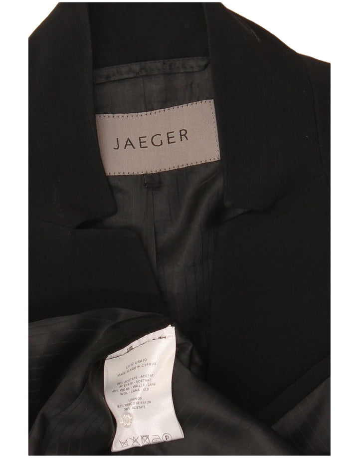 JAEGER Womens Open Blazer Jacket UK 12 Medium Black Acetate