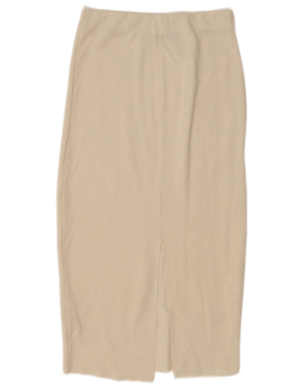 Zara Женская юбка-миди маленького размера W26 Off White Cotton