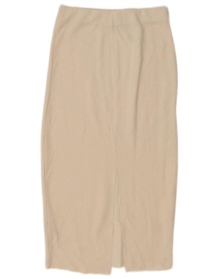 Zara Женская юбка-миди маленького размера W26 Off White Cotton