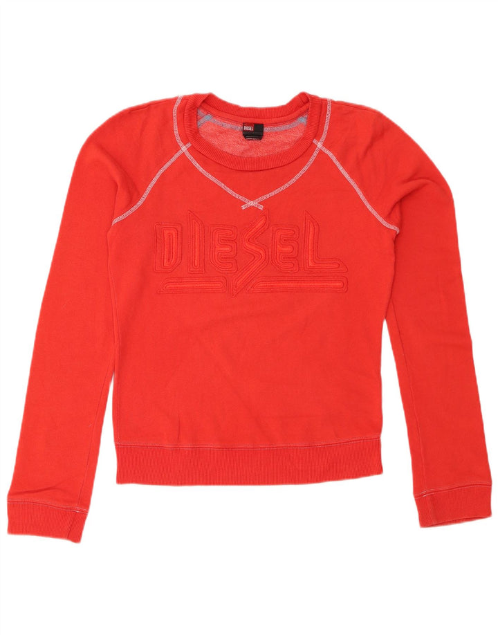 DIESEL Womens Graphic Sweatshirt Jumper UK 10 Small Red Cotton