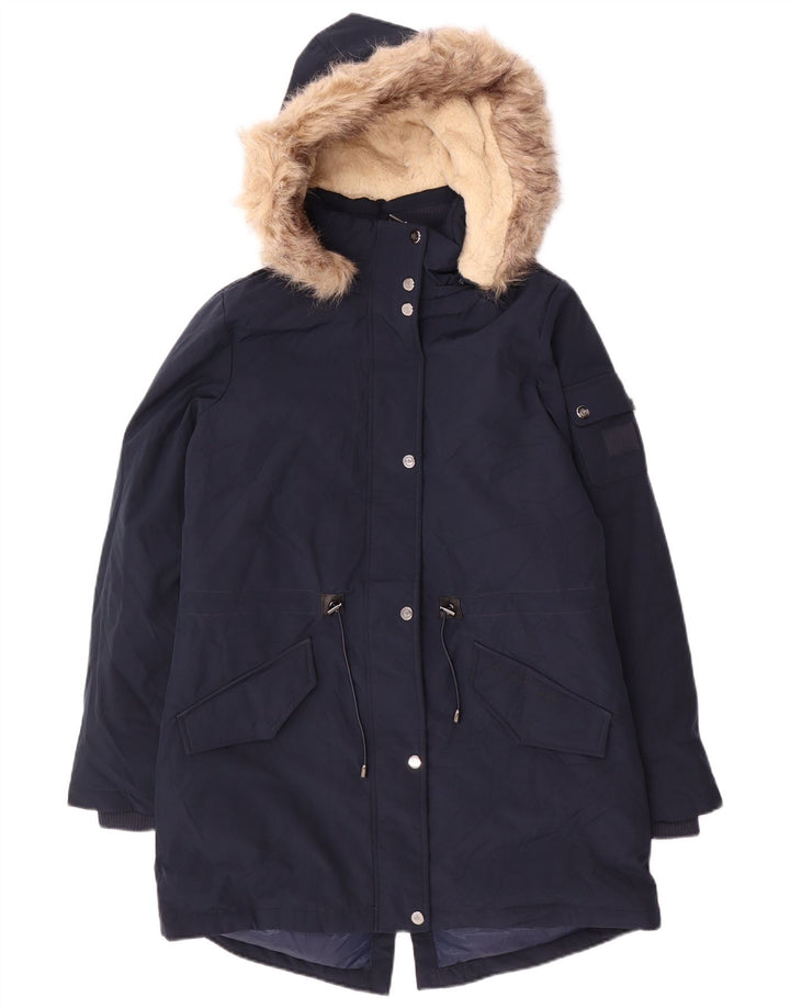 Женская куртка-парка с капюшоном Ralph Lauren UK 10, маленькая, темно-синяя, полиэстер