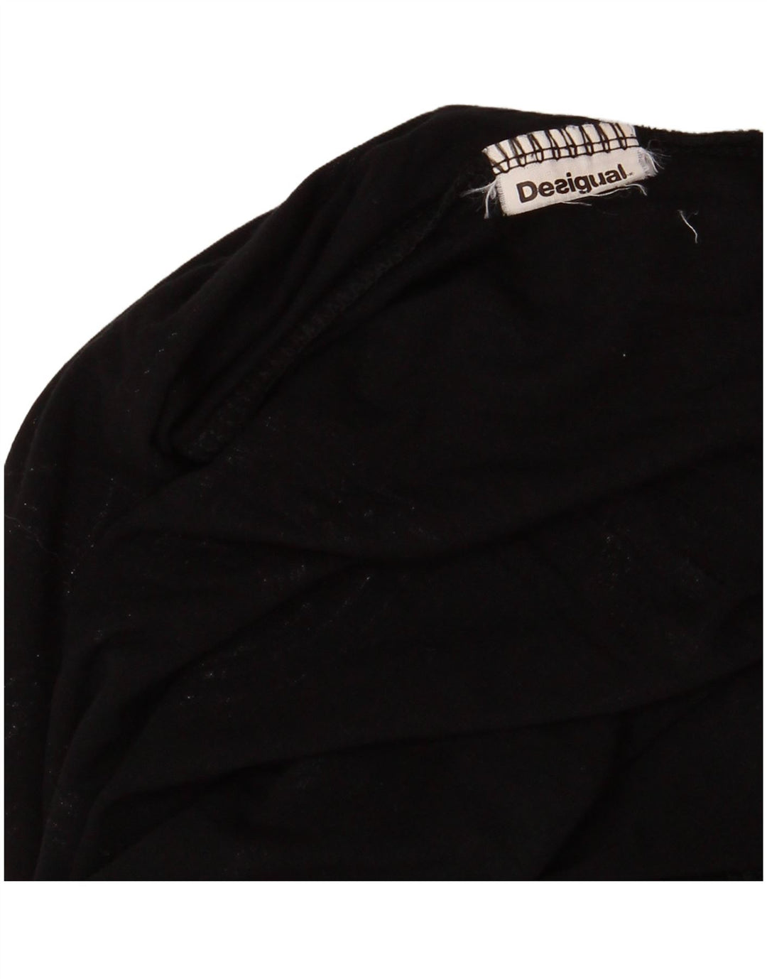 DESIGUAL Женский топ с открытыми плечами и графическим рисунком с длинным рукавом UK 12, средний черный