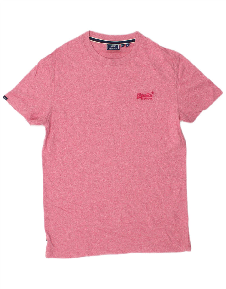 SUPERDRY Мужская футболка из хлопка маленького размера розового цвета