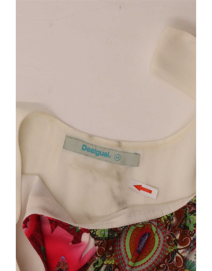 Женская туника без рукавов Desigual EU 44 XL, белый полиэстер с цветочным принтом