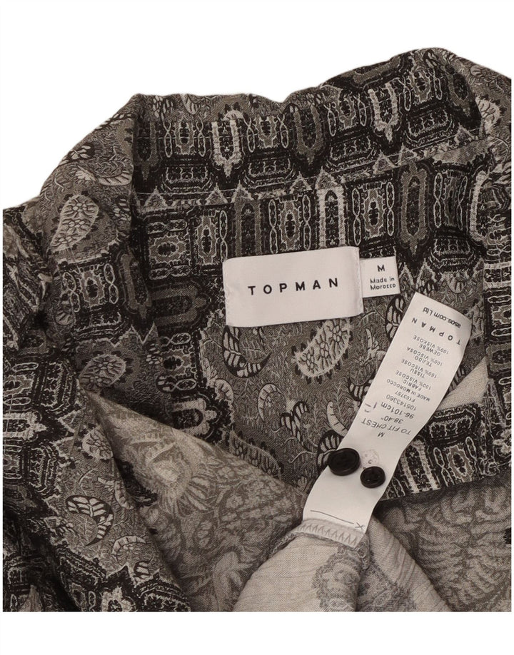 Рубашка мужская TOPMAN средне-серая вискоза с пейсли