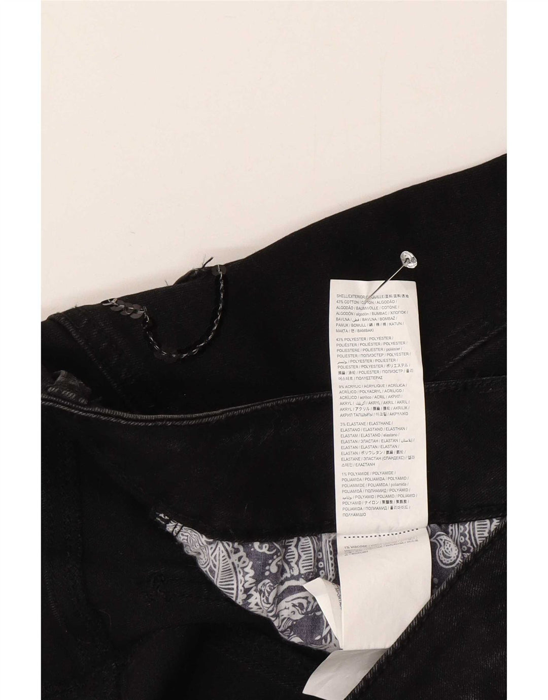 Женская асимметричная джинсовая юбка Desigual EU 40 Medium W30 Серая с узором «в елочку»