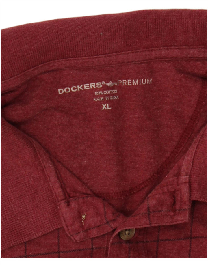 Мужская рубашка-поло Dockers XL, темно-бордовая клетка, хлопок