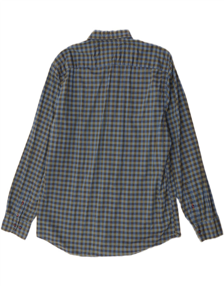 Мужская рубашка Tommy Hilfiger XL, синяя, хлопок в мелкую клетку
