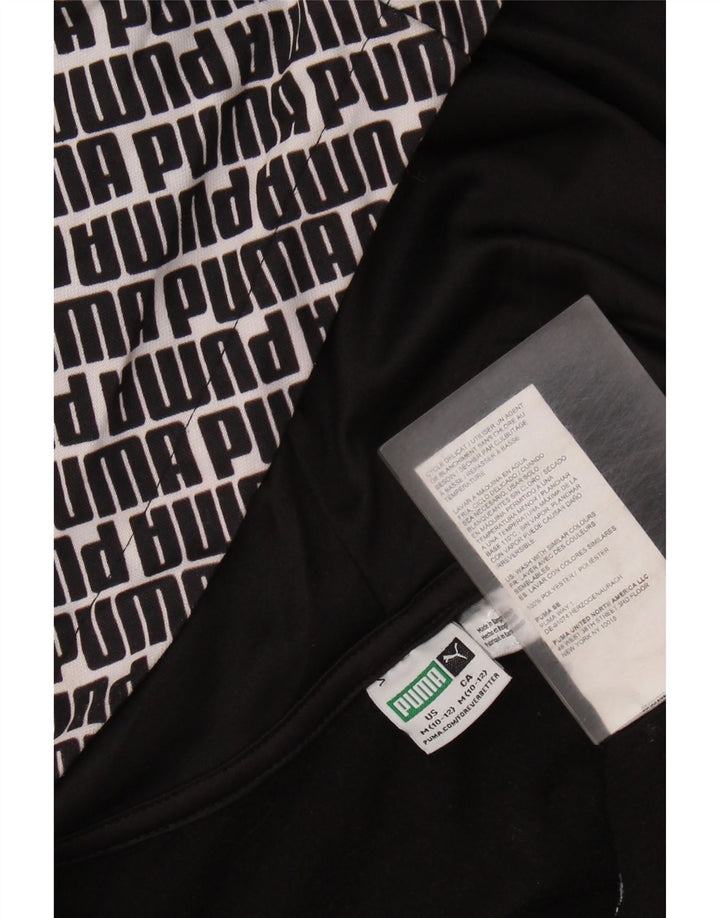 PUMA Свитер с капюшоном и молнией с графическим рисунком для мальчиков, 10–11 лет, средний черный, полиэстер