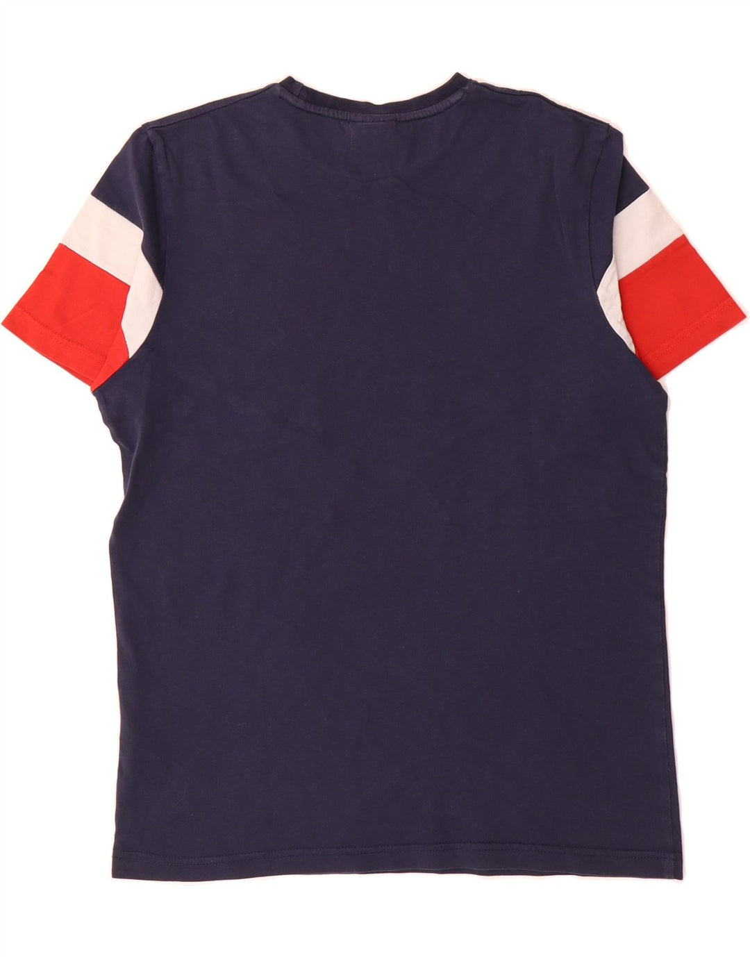 ELLESSE Mens Graphic T-Shirt Top Medium Navy Blue Colourblock Cotton Vintage Ellesse and Second-Hand Ellesse from Messina Hembry 