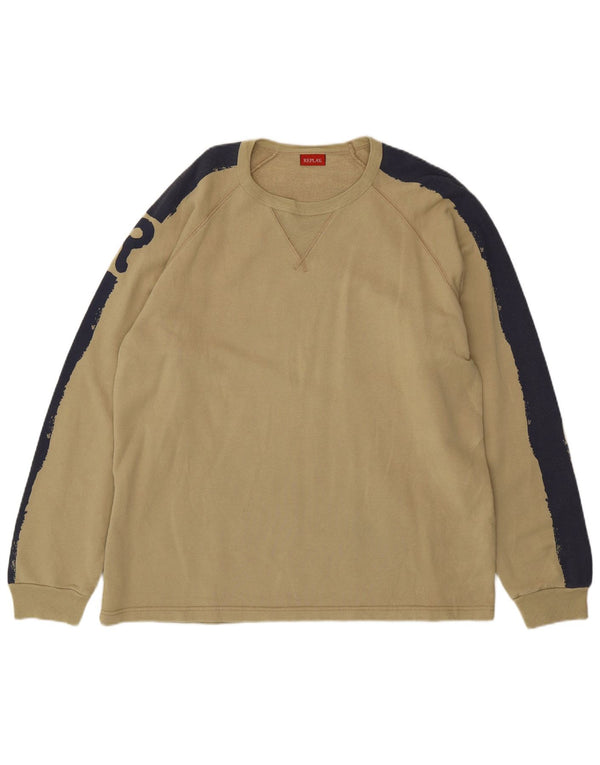 Мужской свитер REPLAY, джемпер XL, цвет хаки, хлопок с цветными блоками