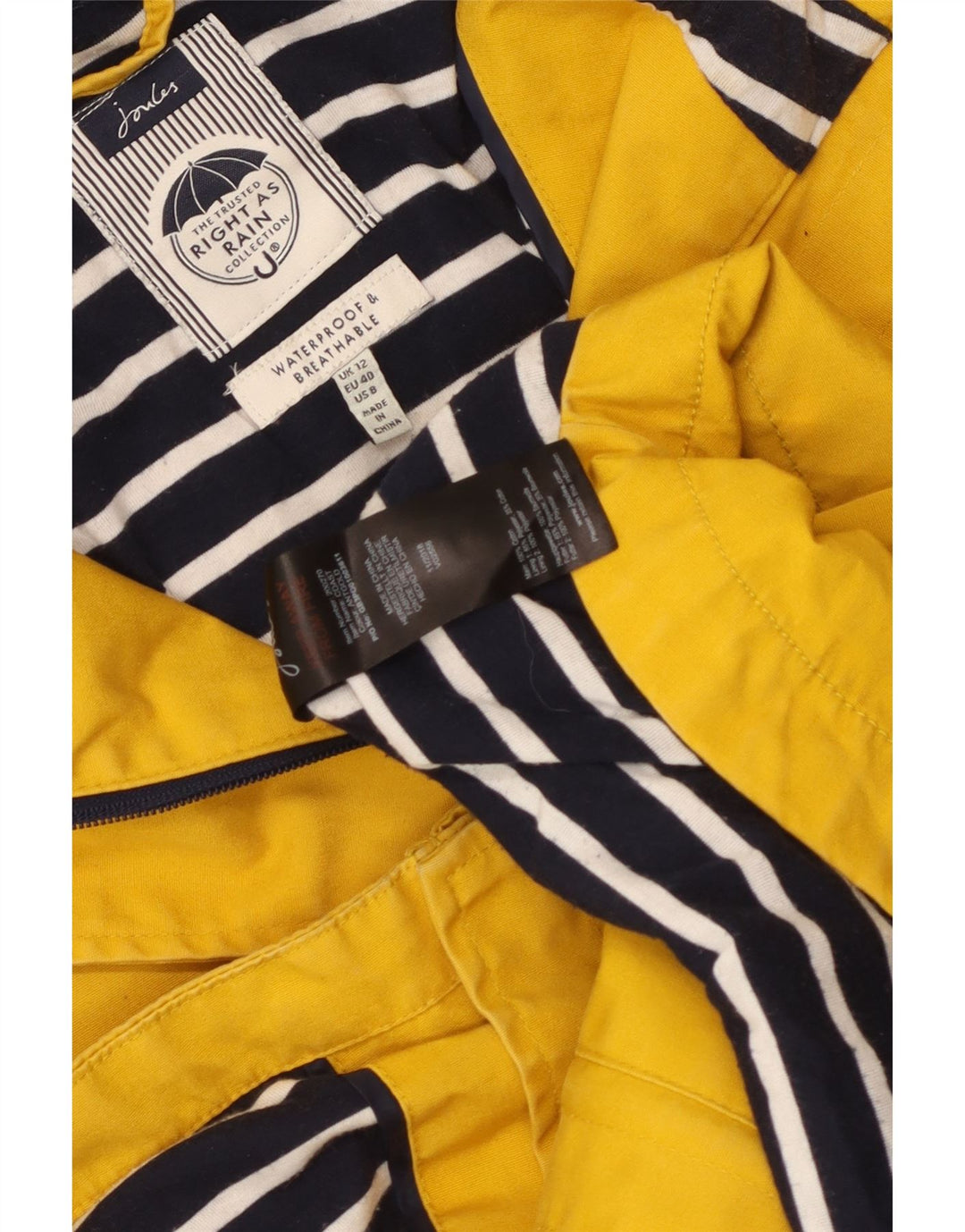 Женская дождевик с капюшоном Joules UK 12, хлопок среднего желтого цвета